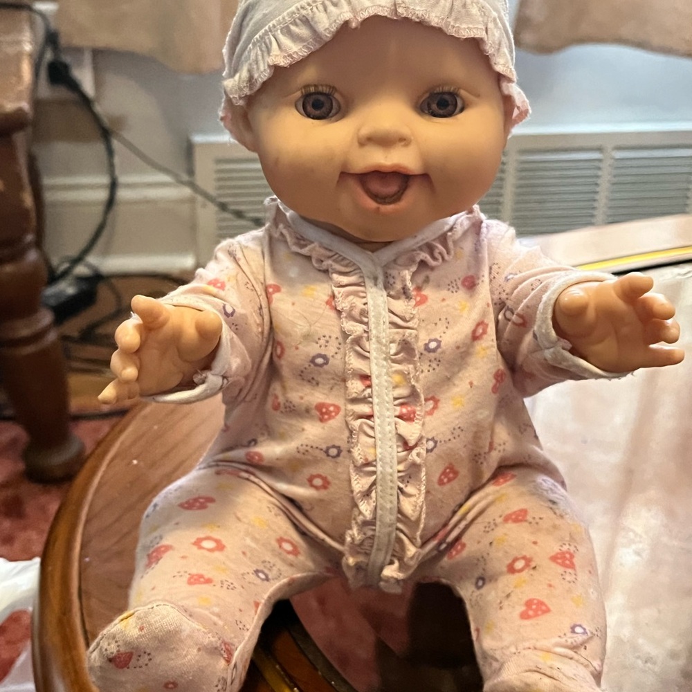 Adorable Baby Doll in Pink Floral Outfit